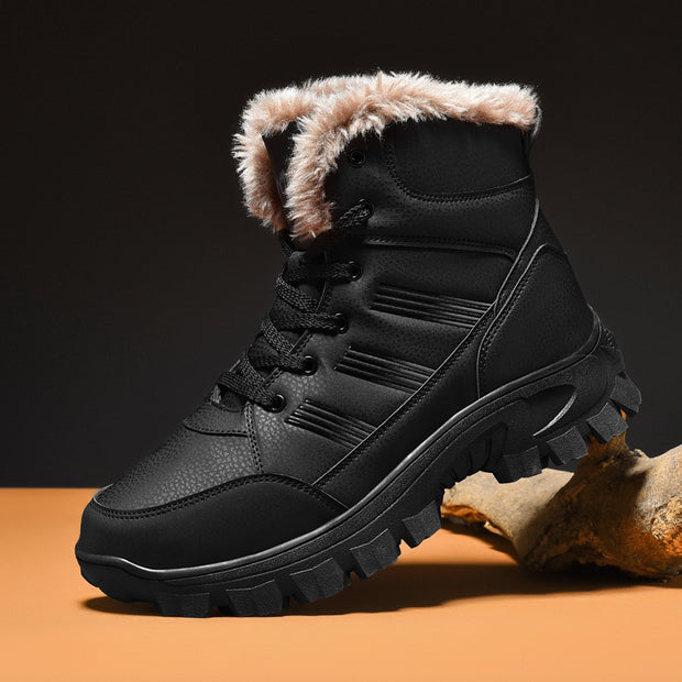 Winter Oversized Cotton Shoes High-top With Velvet Snow Boots