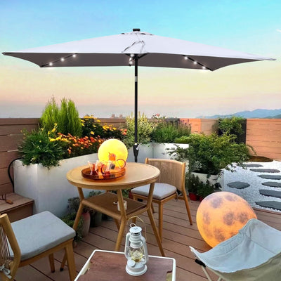 10x6.5ft Rectangular Solar LED Patio Umbrellas
