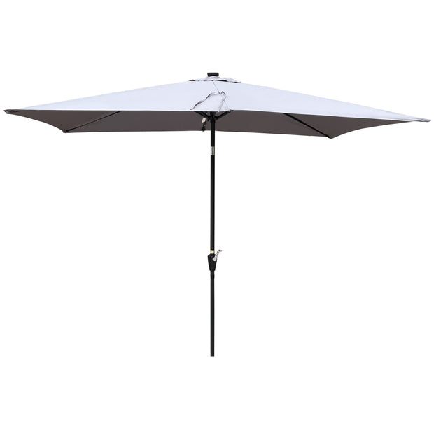 10x6.5ft Rectangular Solar LED Patio Umbrellas
