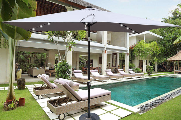 10x6.5ft Rectangular Solar LED Patio Umbrellas