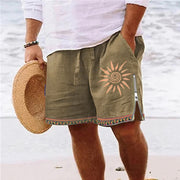 Heat Transfer Patch Men's Full Cotton Casual Shorts Summer Beach Pants