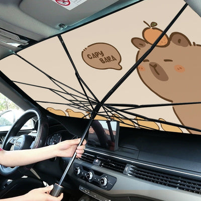 Summer Car Sunshade Cartoon Retractable Heat Insulation