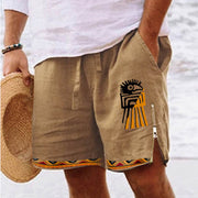 Heat Transfer Patch Men's Full Cotton Casual Shorts Summer Beach Pants