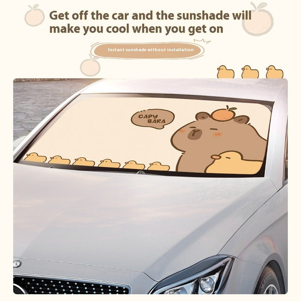 Summer Car Sunshade Cartoon Retractable Heat Insulation