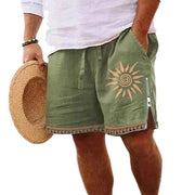 Heat Transfer Patch Men's Full Cotton Casual Shorts Summer Beach Pants