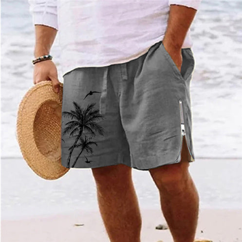 Heat Transfer Patch Men's Full Cotton Casual Shorts Summer Beach Pants