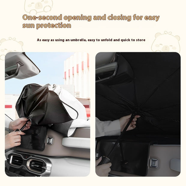 Summer Car Sunshade Cartoon Retractable Heat Insulation